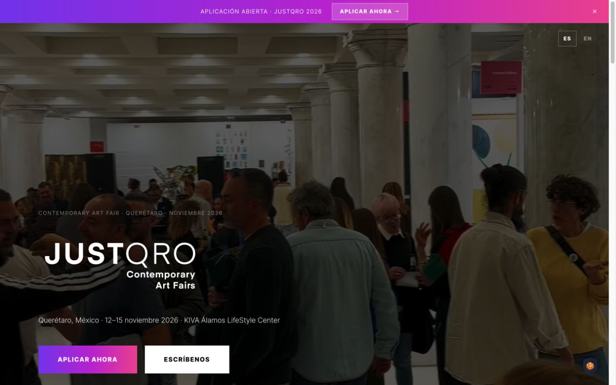 Vista de la web de JUSTQRO